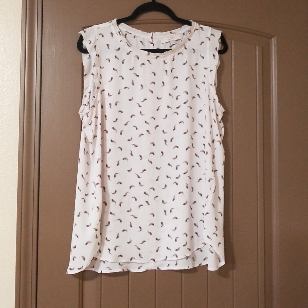 Loft peacock feather print blouse